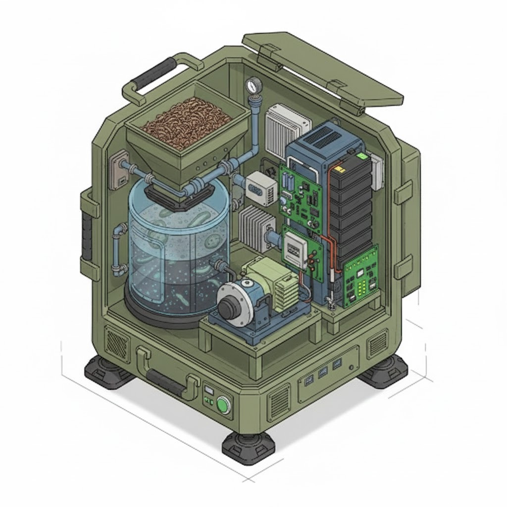 Portable Biomass Box cutaway rendering, latest design iteration